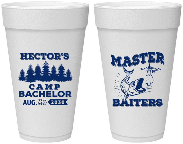 Personalized Bachelor Party 20 oz Foam Cups - Fishing | 40081