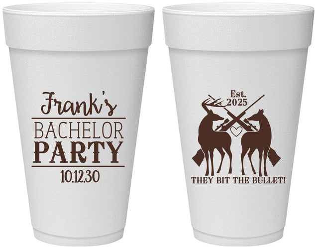 Personalized Bachelor Party 20 oz Foam Cups - Hunting | 40083