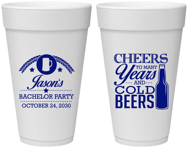 Personalized Bachelor Party 20 oz Foam Cups - Cheers | 40097