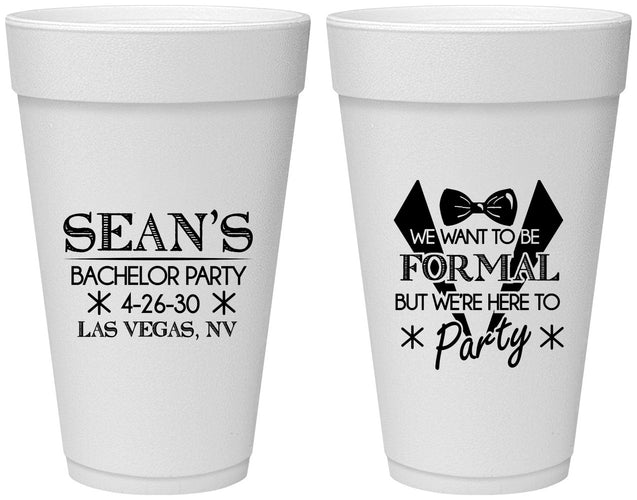 Personalized Bachelor Party 20 oz Foam Cups - Forma | 40098