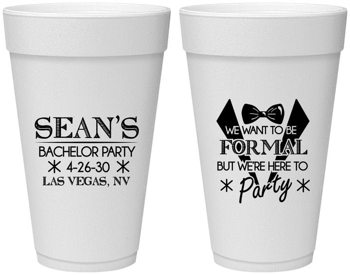 Personalized Bachelor Party 20 oz Foam Cups - Forma | 40098