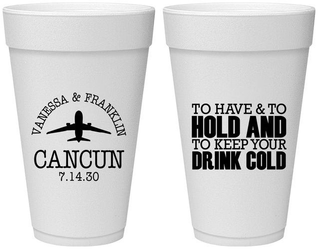 Personalized Wedding 20 oz Foam Cups - To Have And To Hold | 408