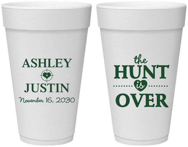 Personalized Wedding 20 oz Foam Cups - The Hunt Is Over | 422