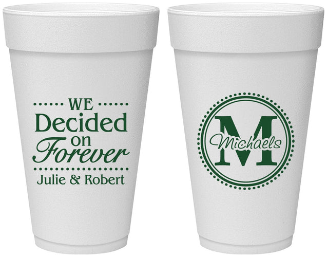 Personalized Wedding 20 oz Foam Cups - Monogram | 435