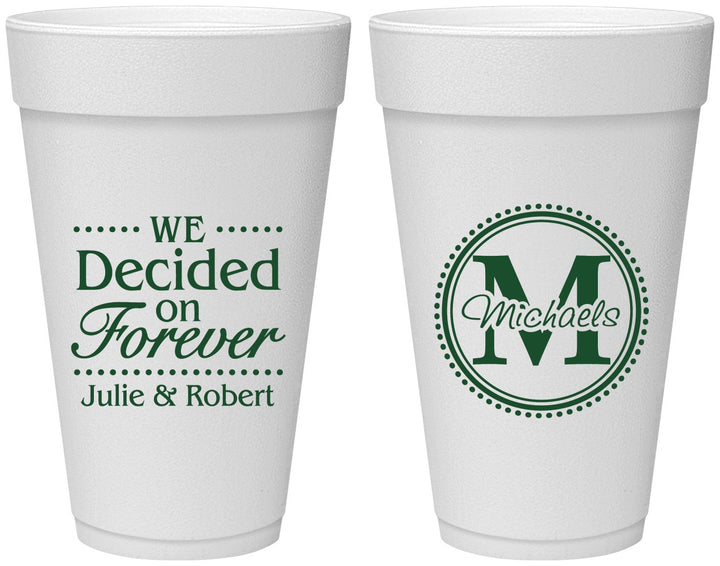 Personalized Wedding 20 oz Foam Cups - Monogram | 435