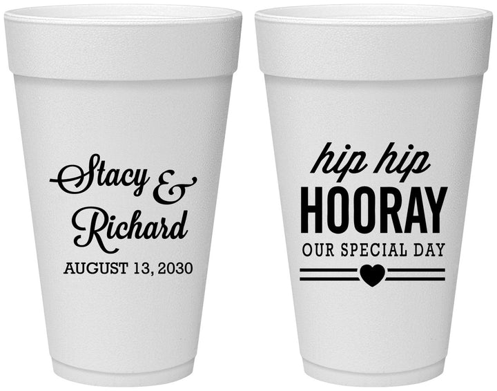 Personalized Wedding 20 oz Foam Cups - Hip Hop Hooray | 436