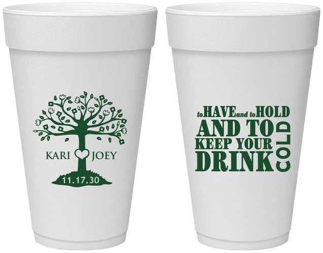 Personalized Wedding 20 oz Foam Cups - To Have And To Hold | 438