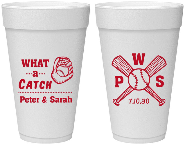 Personalized Wedding 20 oz Foam Cups - Baseball | 443