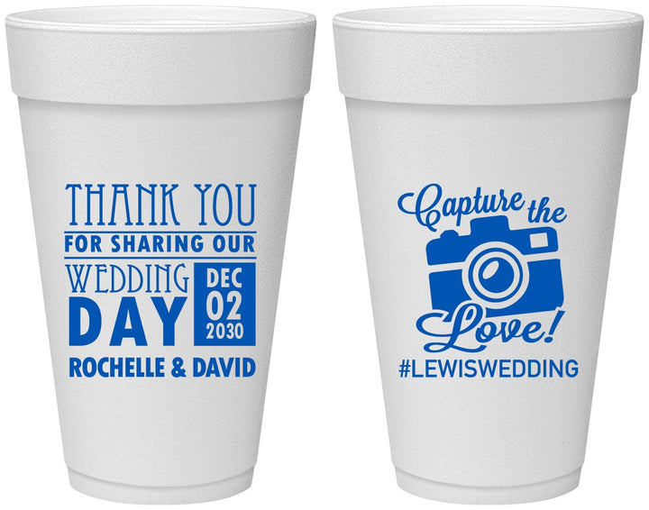 Personalized Wedding 20 oz Foam Cups - Capture The Love | 444