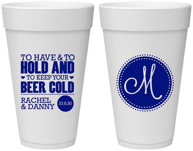 Personalized Wedding 20 oz Foam Cups - Monogrammed | 450