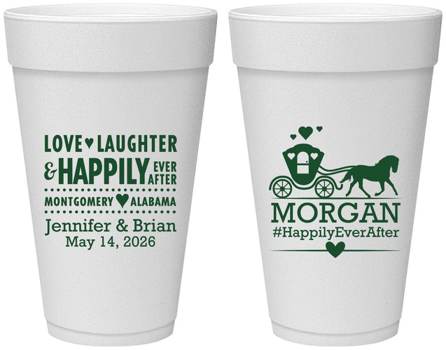 Personalized Wedding 20 oz Foam Cups - Happily Ever After | 452