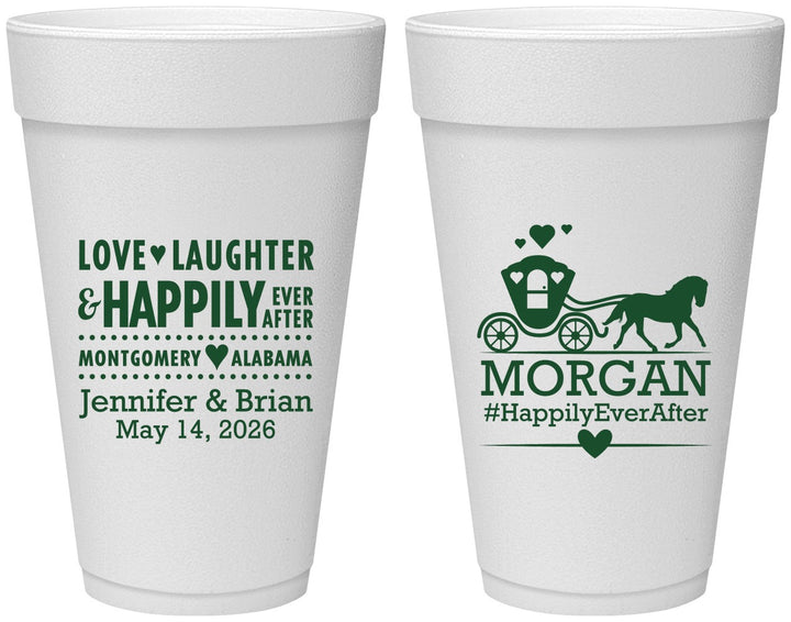 Personalized Wedding 20 oz Foam Cups - Happily Ever After | 452