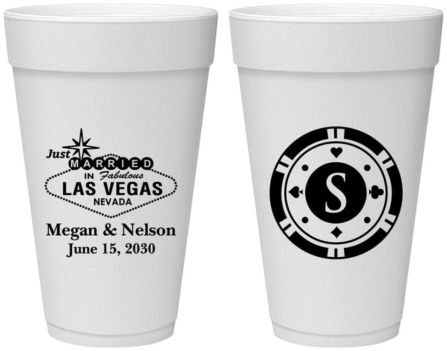 Personalized Wedding 20 oz Foam Cups - Las Vegas | 459