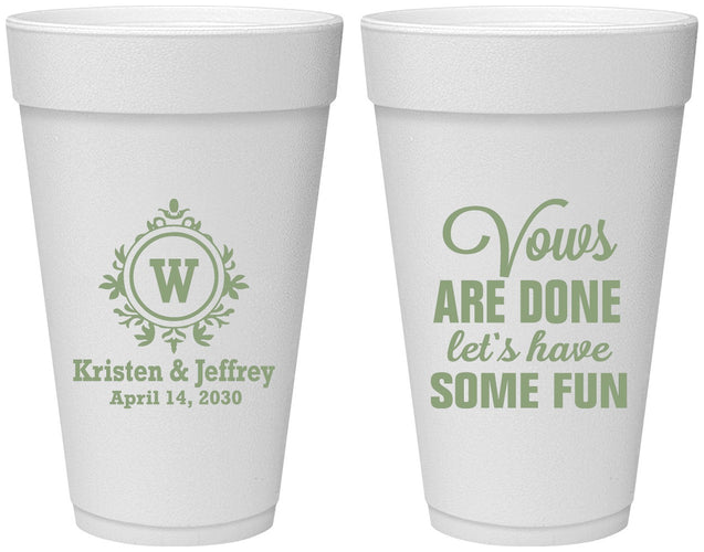 Personalized Wedding 20 oz Foam Cups - Monogrammed | 462
