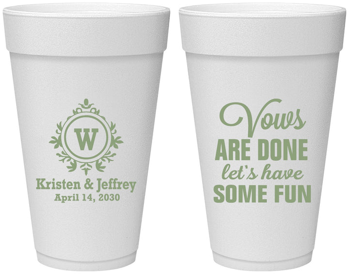 Personalized Wedding 20 oz Foam Cups - Monogrammed | 462