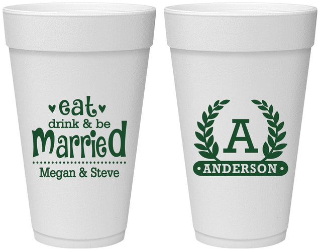 Personalized Wedding 20 oz Foam Cups - Monogram | 464