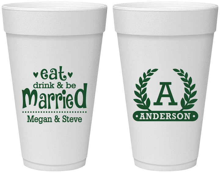 Personalized Wedding 20 oz Foam Cups - Monogram | 464