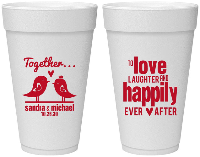 Personalized Wedding 20 oz Foam Cups - Happily Ever After | 480