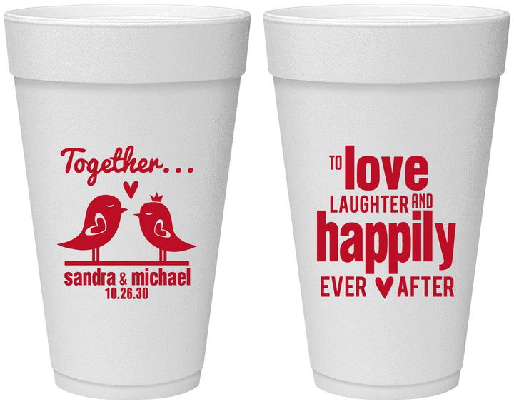 Personalized Wedding 20 oz Foam Cups - Happily Ever After | 480