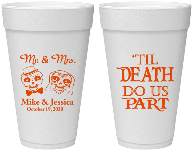 Personalized Wedding 20 oz Foam Cups - Til Death Do Us Part | 487