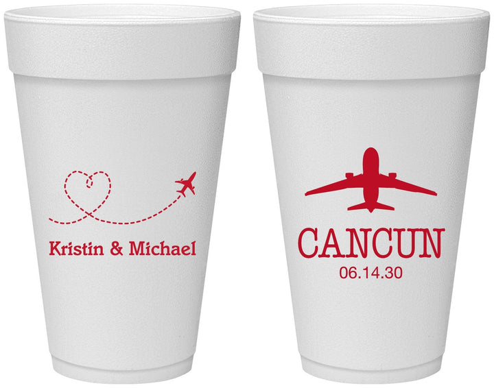 Personalized Wedding 20 oz Foam Cups - Destination | 492