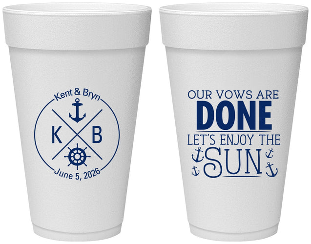 Personalized Wedding 20 oz Foam Cups - Nautical | 495