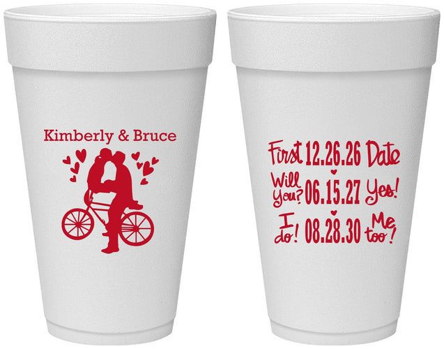 Personalized Wedding 20 oz Foam Cups - First Date Will You I Do | 497