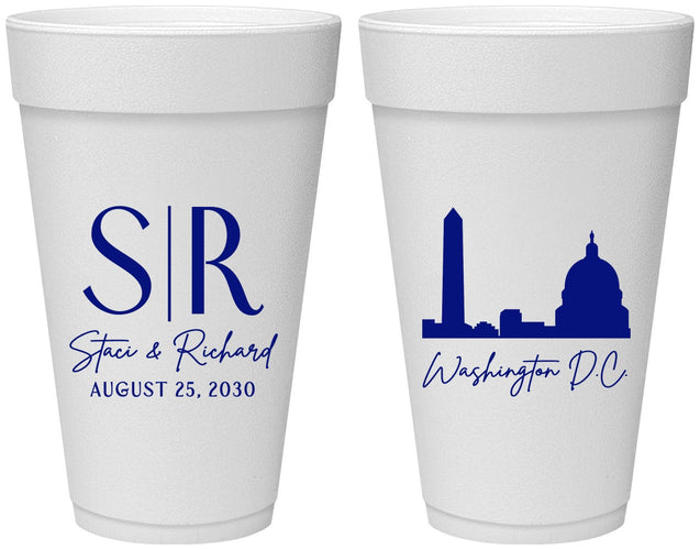 Personalized Wedding 20 oz Foam Cups - Washington Dc | 500