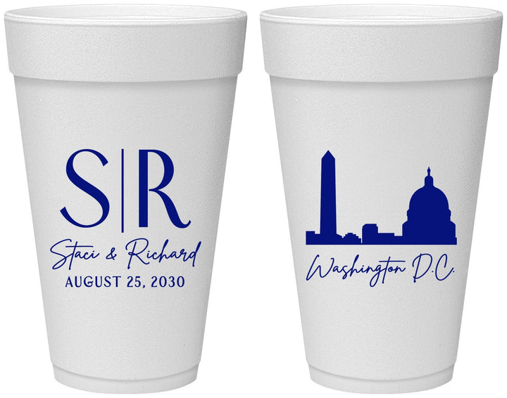 Personalized Wedding 20 oz Foam Cups - Washington Dc | 500
