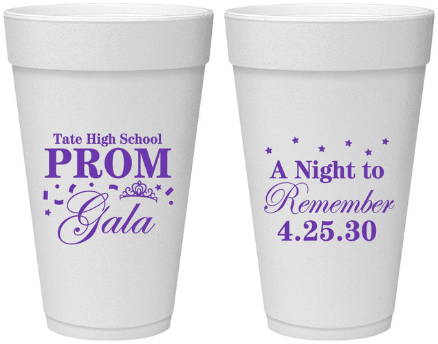 Personalized Prom 20 oz Foam Cups - A Night To Remember | 50003