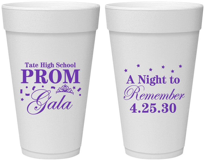 Personalized Prom 20 oz Foam Cups - A Night To Remember | 50003
