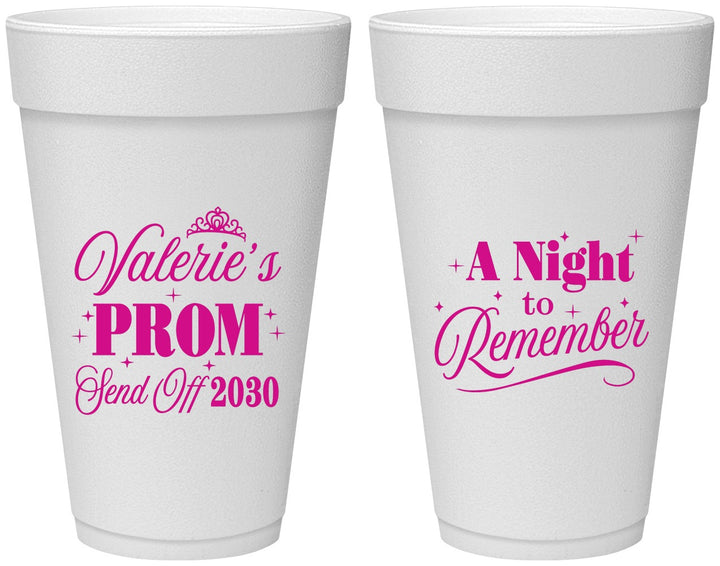 Personalized Prom 20 oz Foam Cups - Send Off | 50006