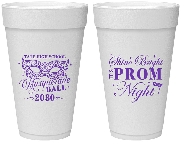 Personalized Prom 20 oz Foam Cups - Masquerade Ball | 50010