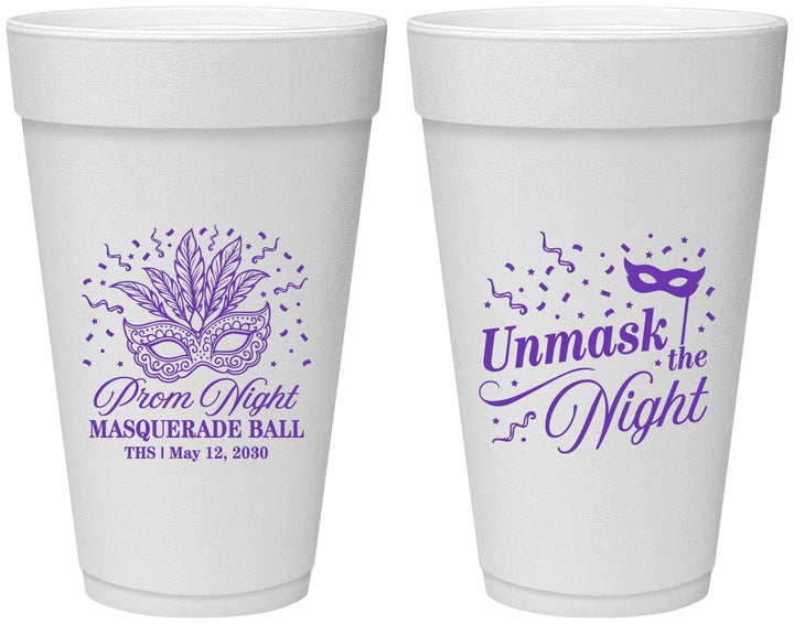 Personalized Prom 20 oz Foam Cups - Masquerade Ball | 50011