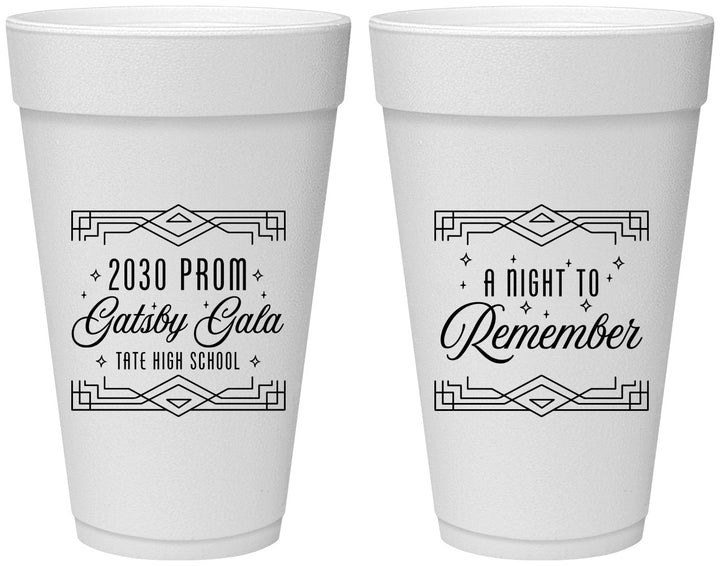 Personalized Prom 20 oz Foam Cups - Gatsby Gala | 50012
