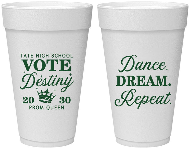 Personalized Prom 20 oz Foam Cups - Queen Vote | 50016