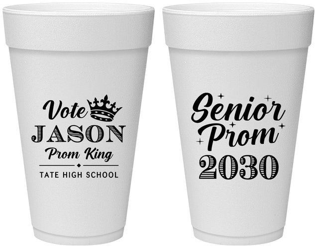 Personalized Prom 20 oz Foam Cups - King Vote | 50019