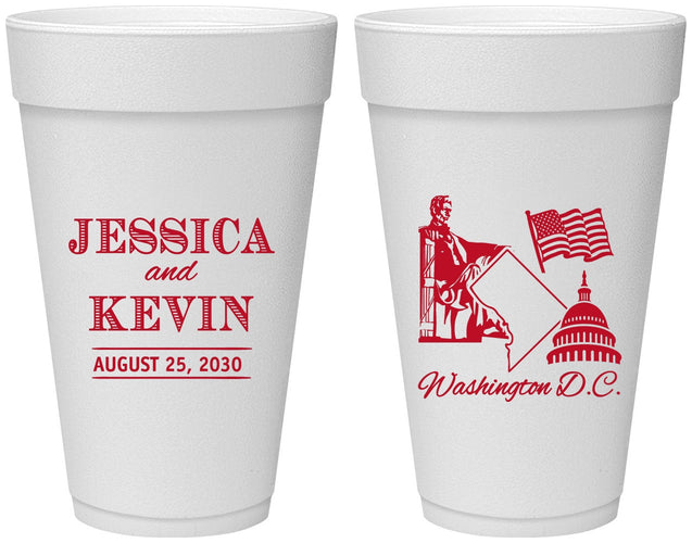 Personalized Wedding 20 oz Foam Cups - Washington Dc | 501