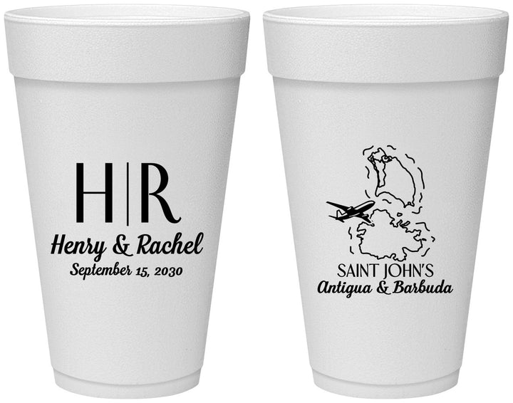Personalized Wedding 20 oz Foam Cups - Antigua And Barbuda | 502