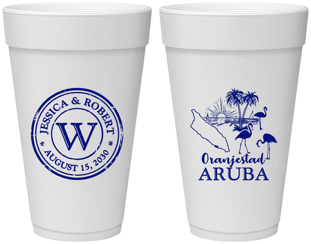 Personalized Wedding 20 oz Foam Cups - Aruba | 505