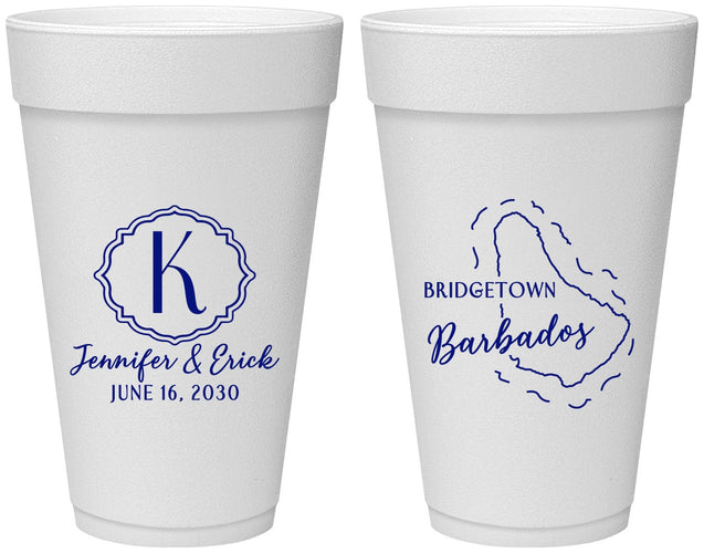 Personalized Wedding 20 oz Foam Cups - Barbados | 508