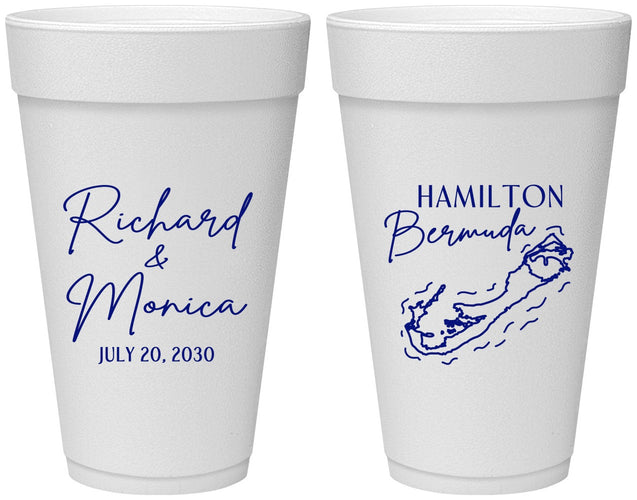 Personalized Wedding 20 oz Foam Cups - Bermuda | 512