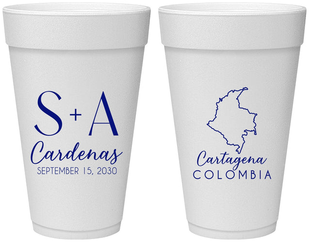 Personalized Wedding 20 oz Foam Cups - Colombia | 516