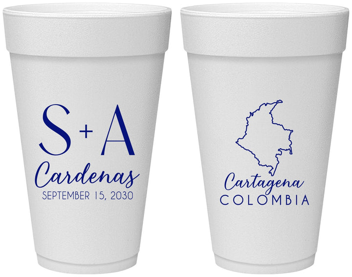 Personalized Wedding 20 oz Foam Cups - Colombia | 516