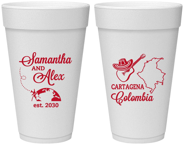 Personalized Wedding 20 oz Foam Cups - Colombia | 517