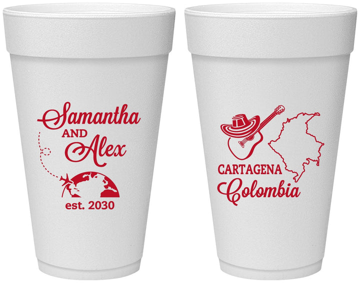 Personalized Wedding 20 oz Foam Cups - Colombia | 517