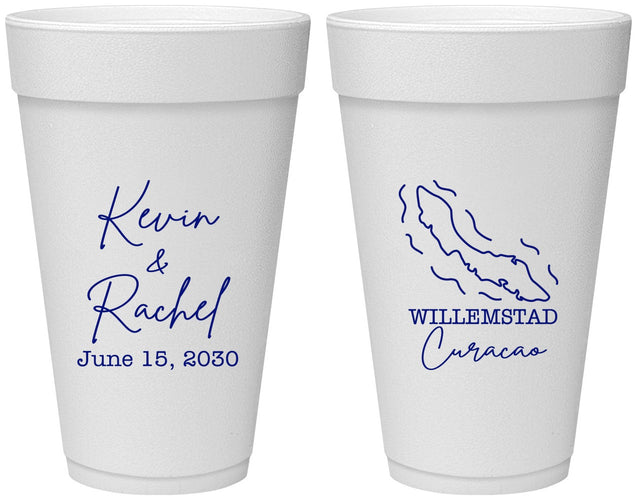 Personalized Wedding 20 oz Foam Cups - Curacao | 520
