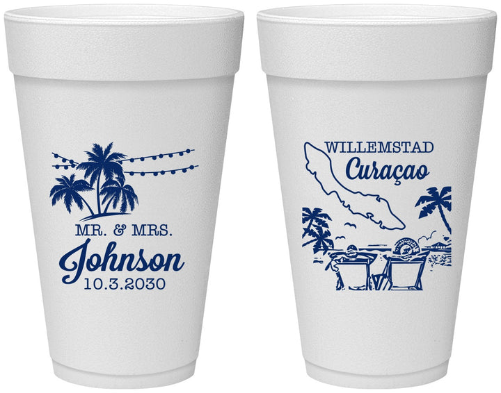 Personalized Wedding 20 oz Foam Cups - Curacao | 521