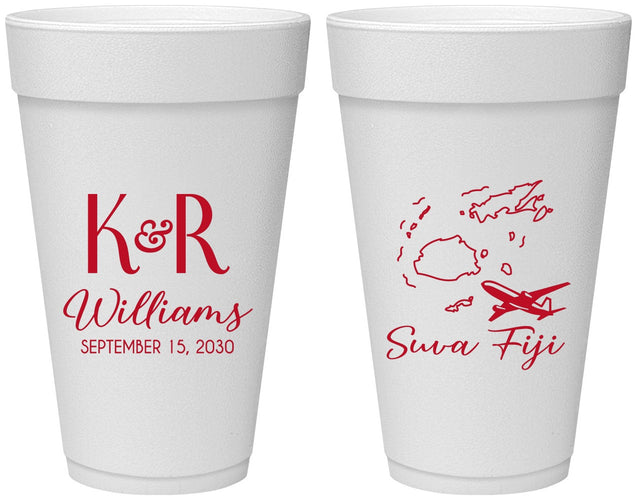 Personalized Wedding 20 oz Foam Cups - Fiji | 524