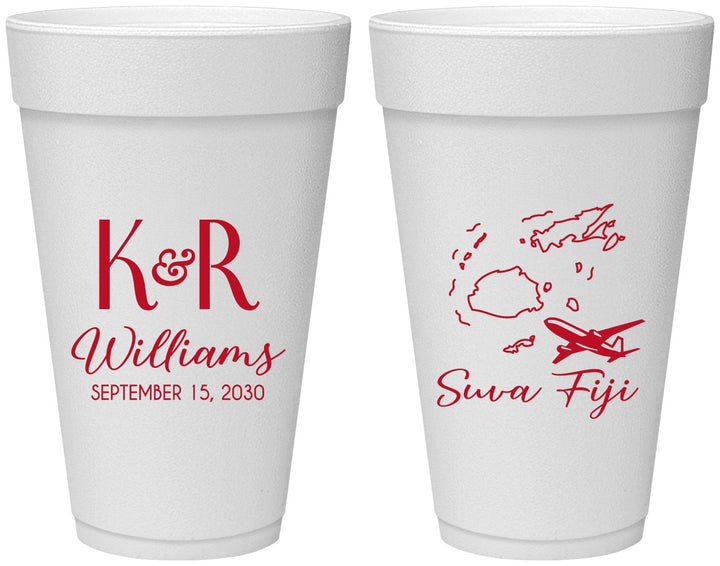 Personalized Wedding 20 oz Foam Cups - Fiji | 524